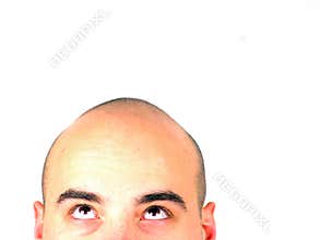 Bald head looking up