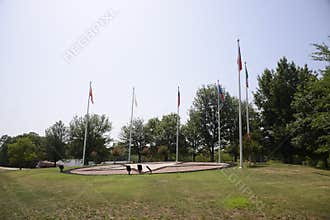 Flags at the Texas Welcome Center