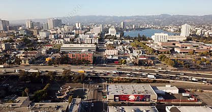 Over Side Streets and Rooftops Outside of San Jose California