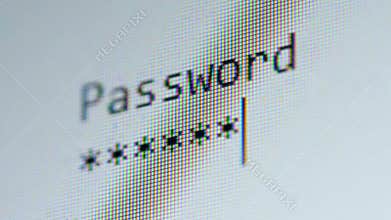 Password entering, close up.