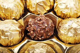 Golden chocolate close-up