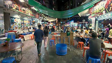 4k moving shot of restaurants in Hong Kong