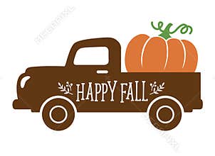 An Old Vintage Truck carrying a Pumpkin in Fall