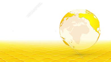 Yellow globe planet earth rotating on perspective background