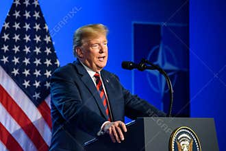 Donald Trump at press conference, during NATO SUMMIT 2018