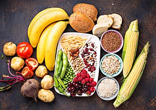 Healthy products sources of carbohydrates.