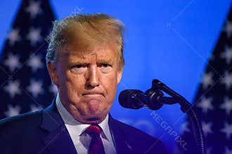 Donald Trump, President of United States of America, during press conference at NATO SUMMIT 2018