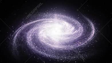 Spiral milky way galaxy rotating in space filled with stars and nebulas