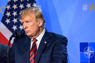 Donald Trump, President of United States of America, during press conference at NATO SUMMIT 2018