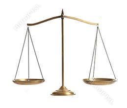 Scales of justice on white background.