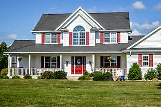 Red and White Two Story House