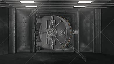 Bank vault and opening safe with alpha chanel