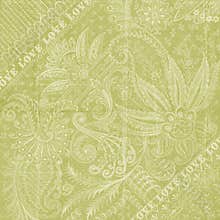 Green floral love background scrapbook paper