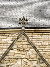 Pointed cross background on UK catholic church