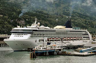 Cruise ship in Skagway, Alaska harbor