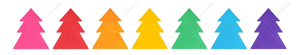 Watercolour illustration set of simple Christmas tree shape in various colors.