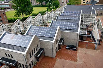 Old and new. New houses on an old factory site.