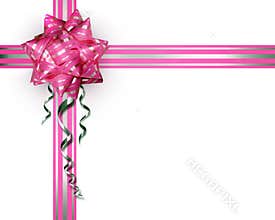 Pink bow on a white background