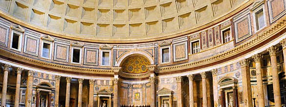 Pantheon-inside interior in Rome, Italy.