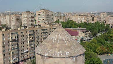Aerial footage Holy Trinity Church in Yerevan, Armenia.