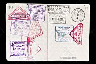 Malaysia visa stamps in passport