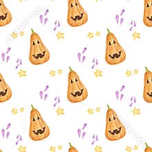 Seamless pattern of watercolor Halloween clip art