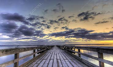 Winter sunrise on a pier