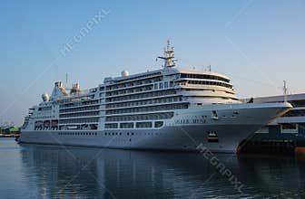 Cruise ship Silver Muse at the Port of Los Angeles, California Cruise Terminal.