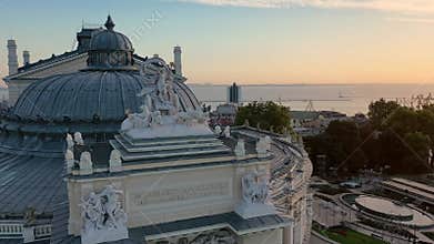 Odessa Opera and Ballet theater in Odessa at morning sunset, Ukraine