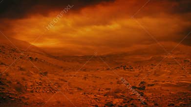 Wasteland Apocalyptic WW3 Landscape With Sandstorm And Lightning
