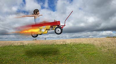Imagination, Children Playing, Fun, Flying