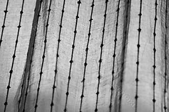 Curtain with vertical stripes