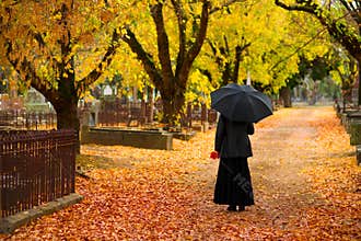 Mourning Woman in Fall