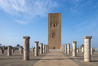 The Mausoleum of Mohammed V and Hassan Tower in Rabat, Morocco