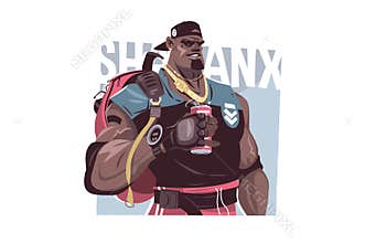 Big roy man with beverage