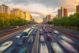 Beijing Finance street, vehicles in motion