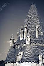 The chimney of the kitchen of the  Royal Abbey Fontevraud, Maine-Loire, France.