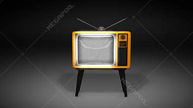 Old tv animation, with green-screen over tv screen.