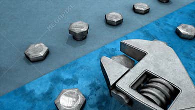 Spanner and nut 3d animation