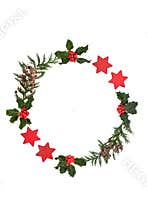 Christmas Wreath with Cedar Holly and Stars