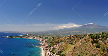 Panorama of mount etna in sicily