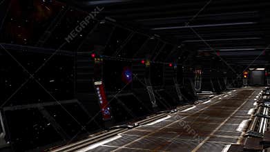 Animation of asteroids field viewed from starboard side of a spacecraft.