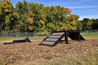 Newly created dog park with chain link fence