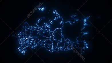 Russia Map Cyber Technology Intro With Regions