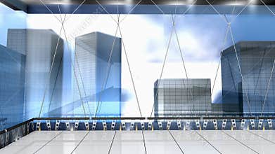 Virtual studio broadcasting set, cyberspace.