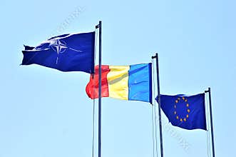 Romania Nato and EU Flags