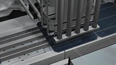 Solar panel production assembly line.