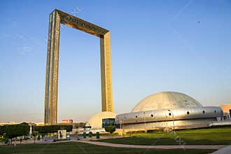 Popular sightseeing and attraction building known as Dubai Frame. UAE