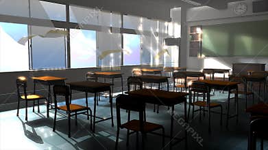 Ampty classroom during summer.