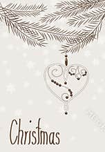 Hand drawn christmas heart with branches